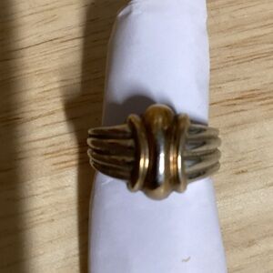 Two-Tone Gold and Silver Statement Band Ring
